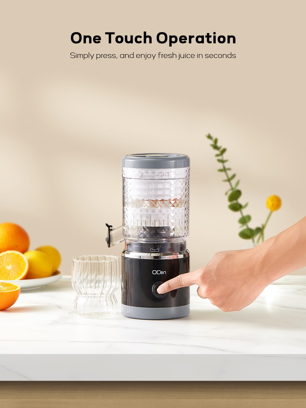 Electric Citrus Juicer - Automatic Orange, Lemon & Grapefruit Juicer with High Yield | Easy to Use & Clean | Includes Cleaning Brush | Perfect for Breakfast, Juice Bars & Healthy Lifestyles (Black)
