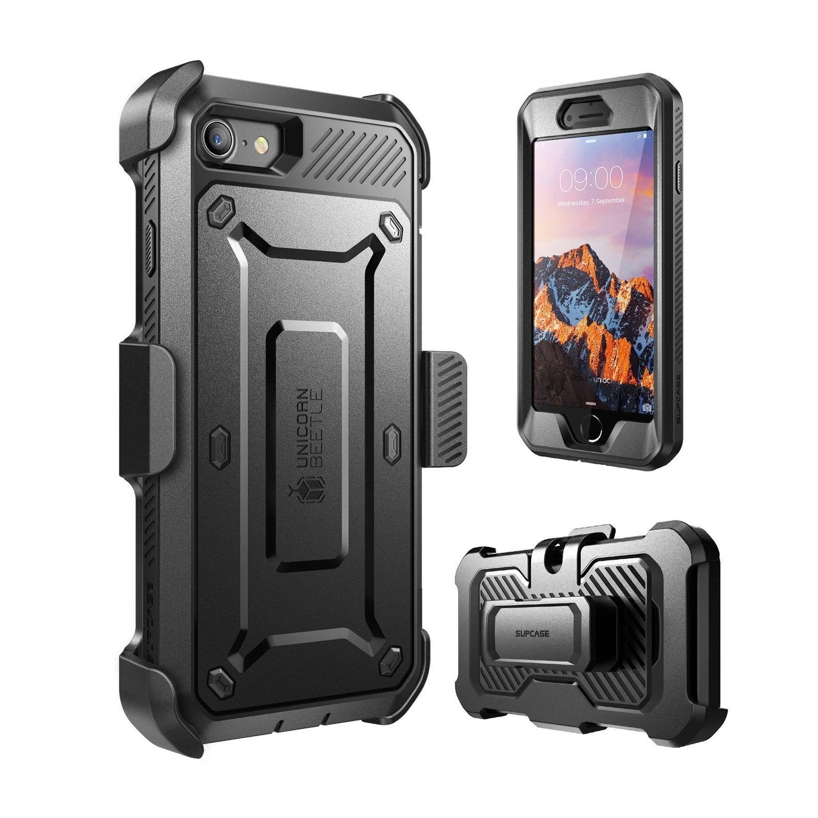 iPhone SE Unicorn Beetle Pro Full Body Protective Case - Shockproof & Drop Proof Cover for iPhone SE (2020/2nd Gen) - Perfect for Outdoor Activities, Sports & Daily Use - Black