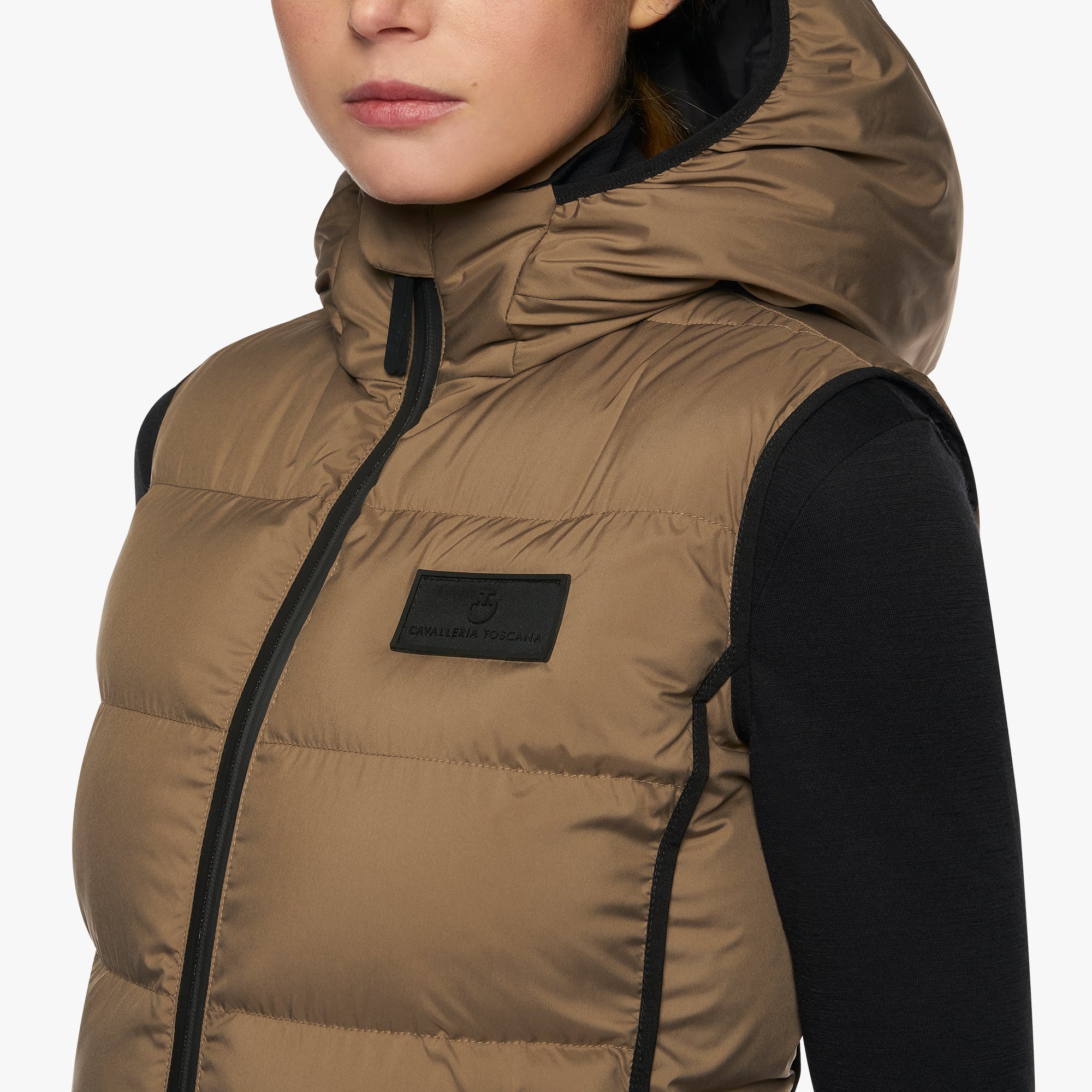 Cavalleria Toscana Women's Hooded Puffer Vest - Winter Warm Quilted Down Jacket, Lightweight Waterproof Outdoor Coat for Hiking, Skiing & Casual Wear (Large)
