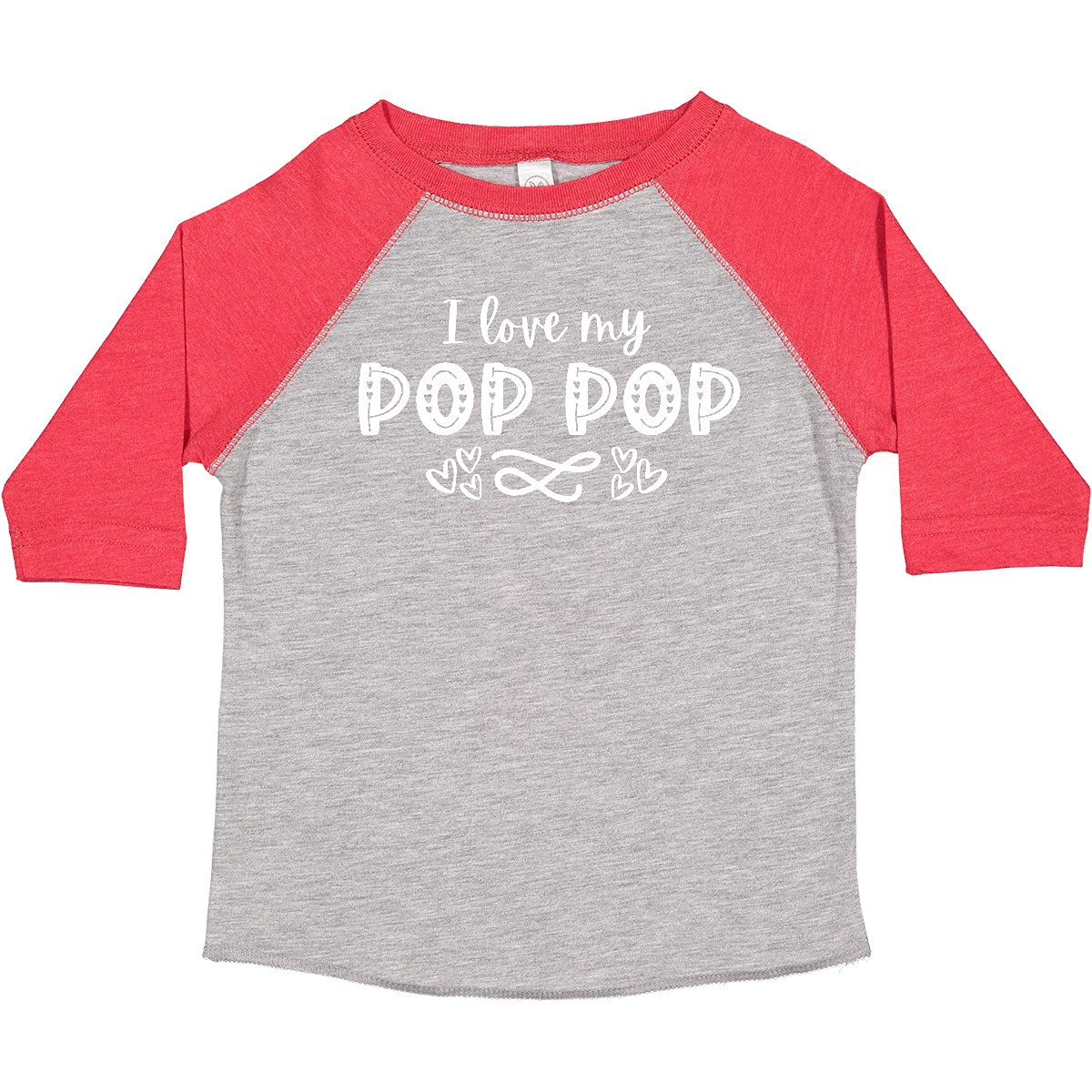 Inktastic I Love My Pop Pop with Hearts Toddler T-Shirt | Cute Grandfather Gift for Kids | Perfect for Family Reunions & Grandparents Day