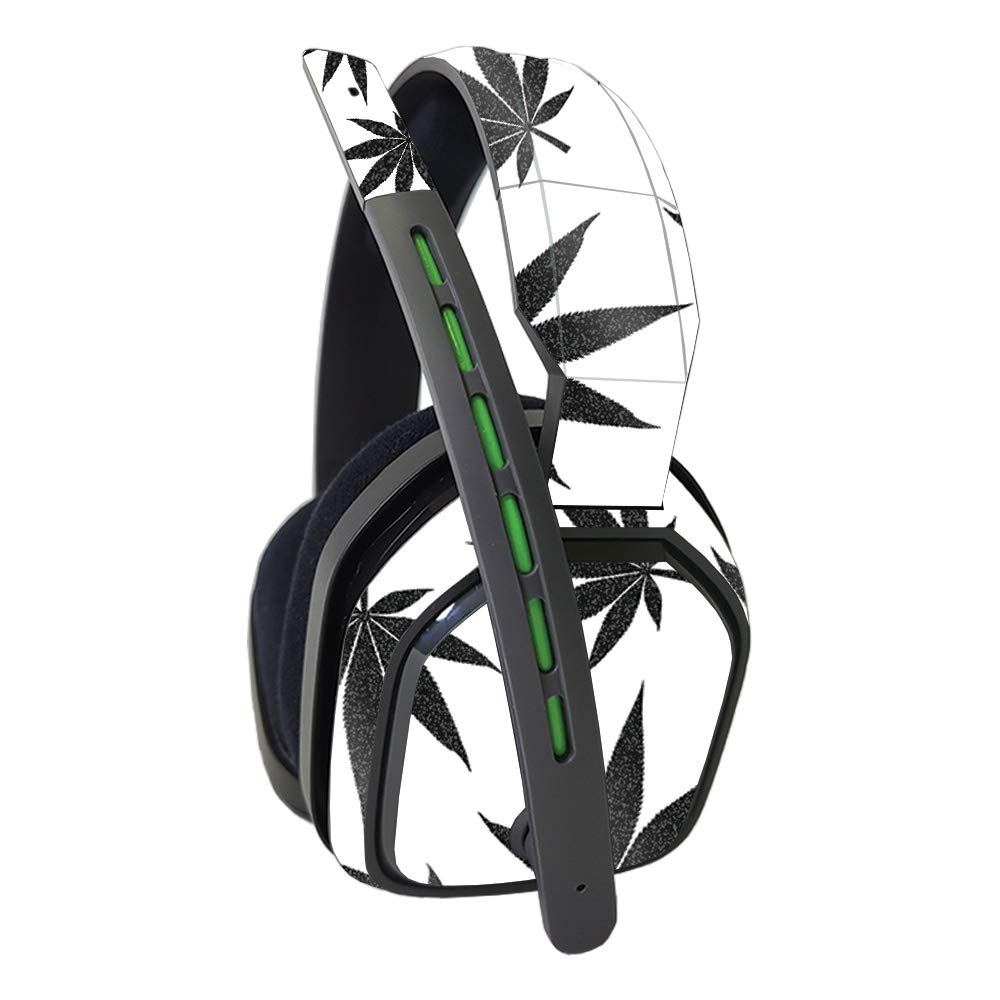 MightySkins Glossy Glitter Vinyl Skin Cover for Astro A10 Gaming Headset - Black Pot Leaf Design | Protective Durable Scratch-Resistant Finish | Easy to Install & Remove | Made in USA | Perfect for Gamers & Music Lovers