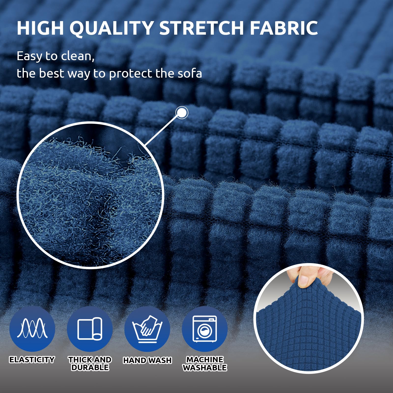 KEKUOU Stretch Sofa Cover Slipcover - Pet Friendly Jacquard Checked Furniture Protector for 3 Cushion Couches (79