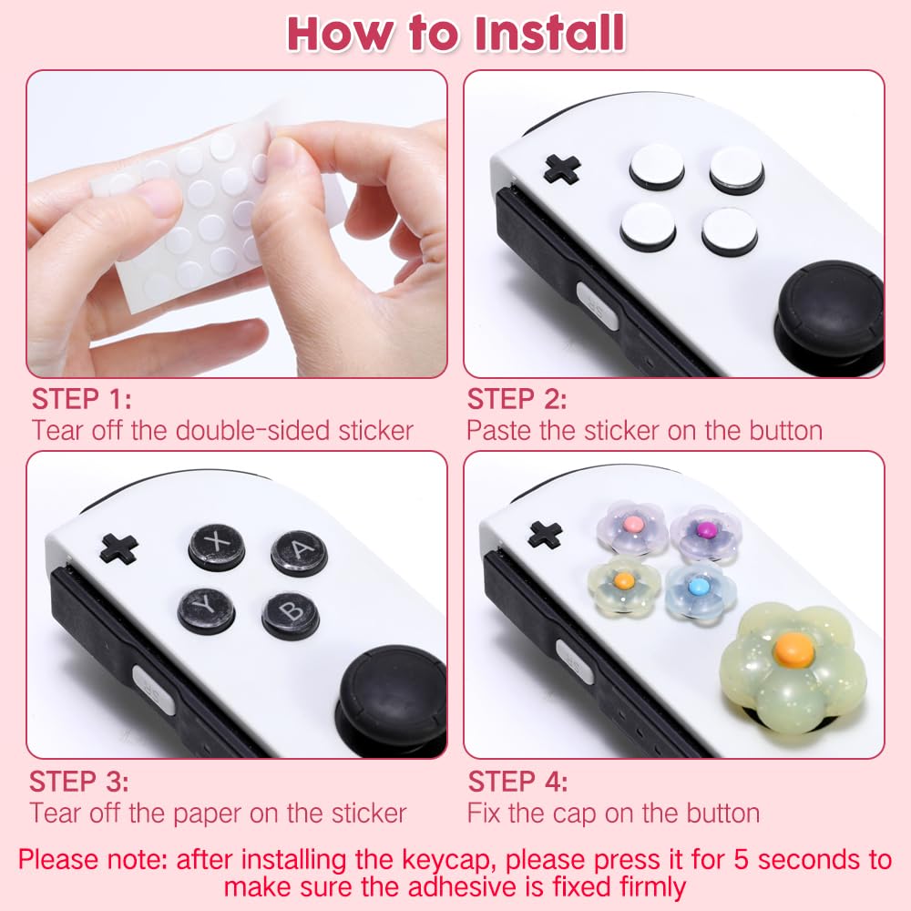 PERFECTSIGHT Mushroom D-Pad Button Caps & Silicone Thumb Grips Set for Nintendo Switch/Switch OLED - Cute ABXY Key Buttons Sticker & Joystick Cover Caps for Mario Fans | Gaming Accessories for Enhanced Comfort & Grip During Play
