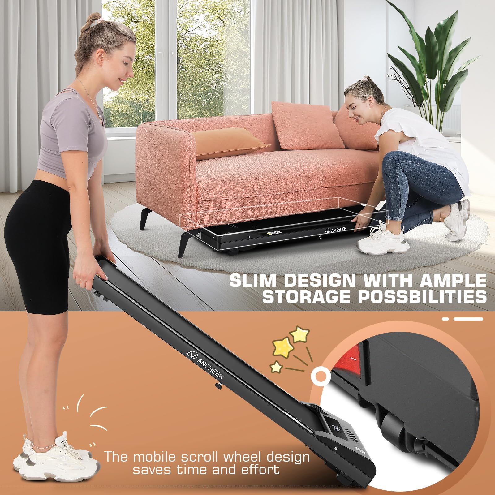 Under Desk Walking Pad Treadmill for Home Office - 2.5HP Portable Walking Machine with 300 lb Weight Capacity, Compact Jogging & Running Equipment with Remote Control & LED Display - Perfect for Small Spaces, Work from Home & Low-Impact Exercise