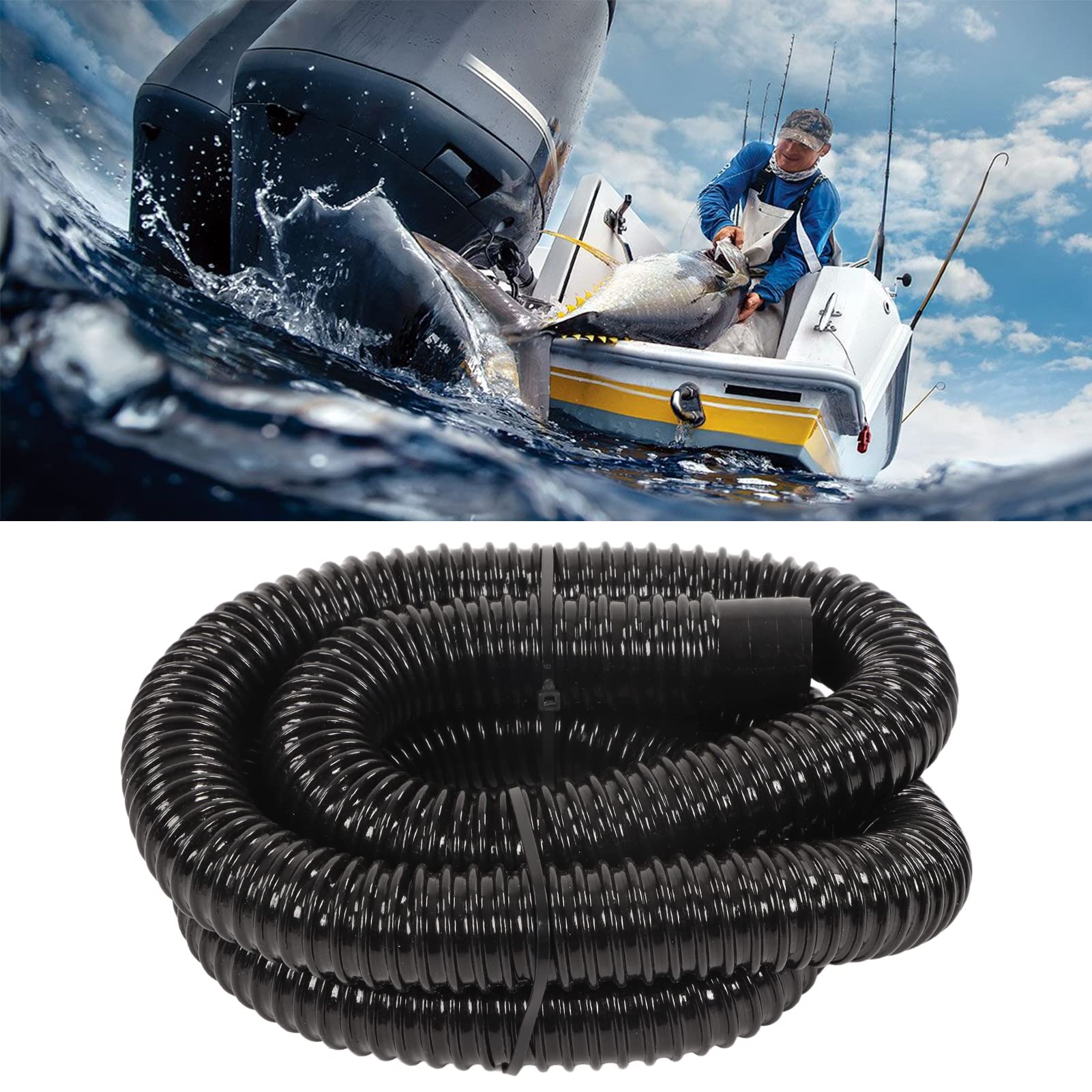 Bediffer 1-1/8 Inch Diameter 5ft Heavy Duty Flexible PVC Bilge Pump Hose Kit for Boats - Marine Plumbing, Water Drainage & Emergency Use