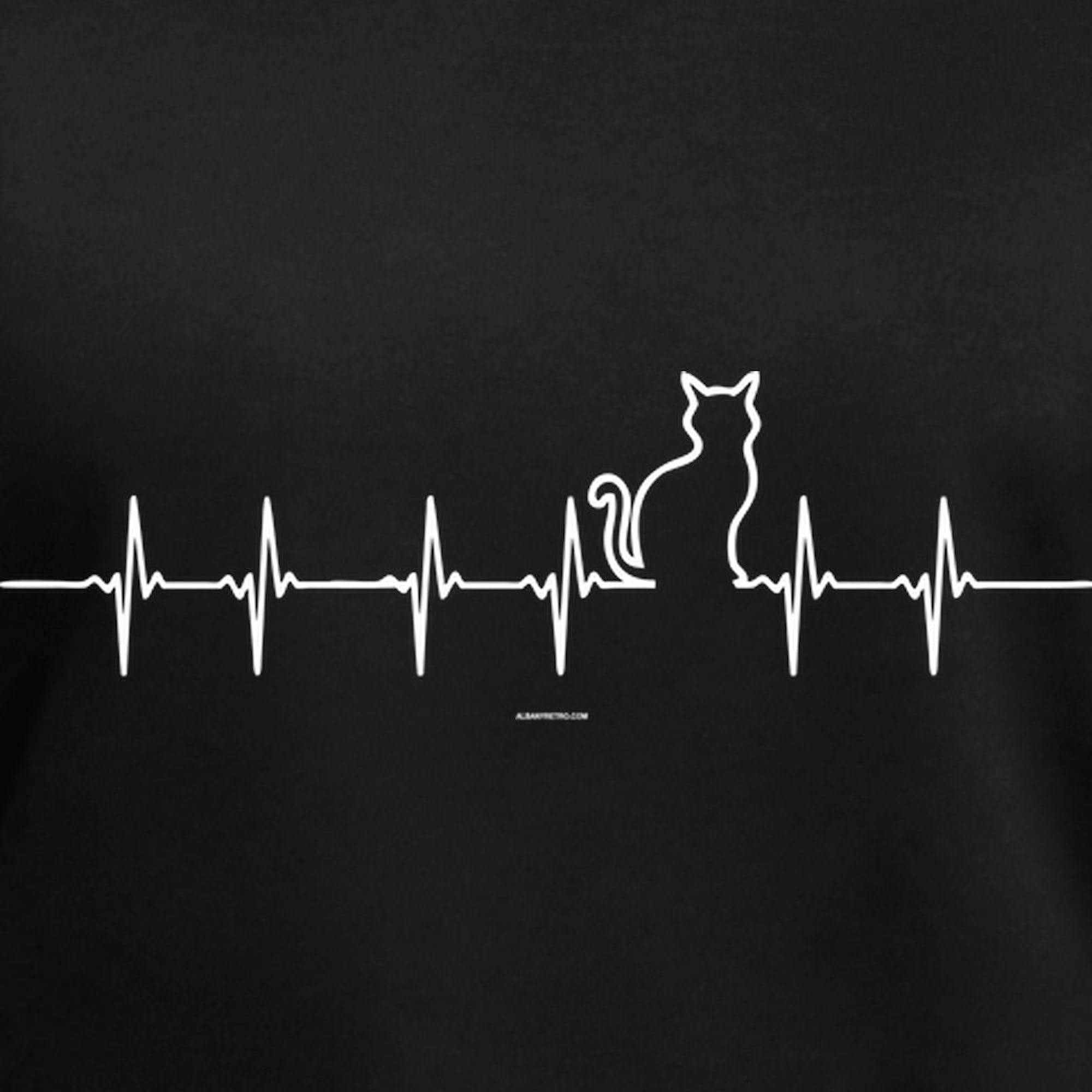 Cat Heartbeat Graphic Women's Cotton V-Neck T-Shirt - Soft & Comfortable Casual Wear for Cat Lovers - Perfect for Everyday Outfits, Gifts & Cat-Themed Events