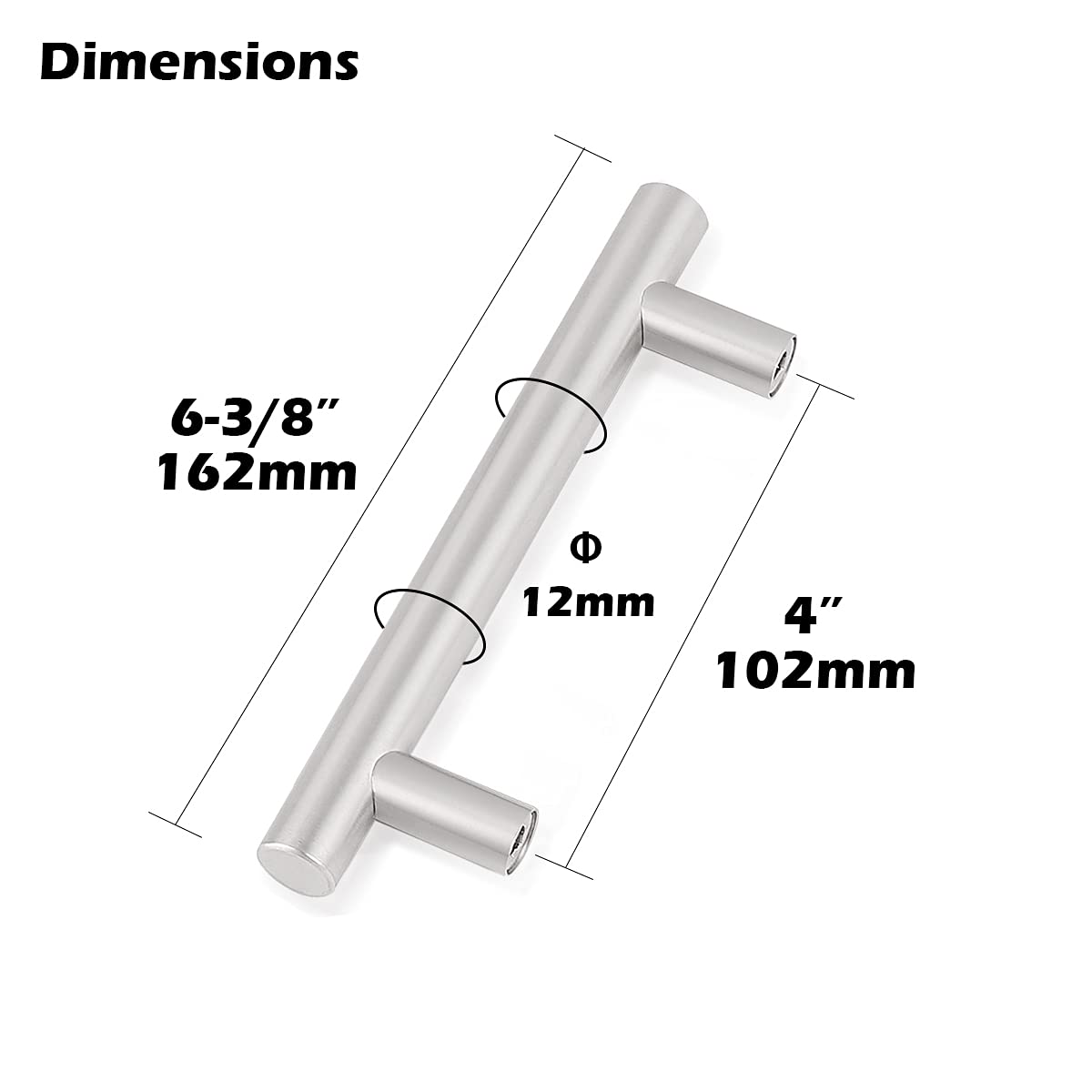 Brushed Nickel Cabinet Pulls 4 Inch - 12 Pack for Kitchen & Dresser