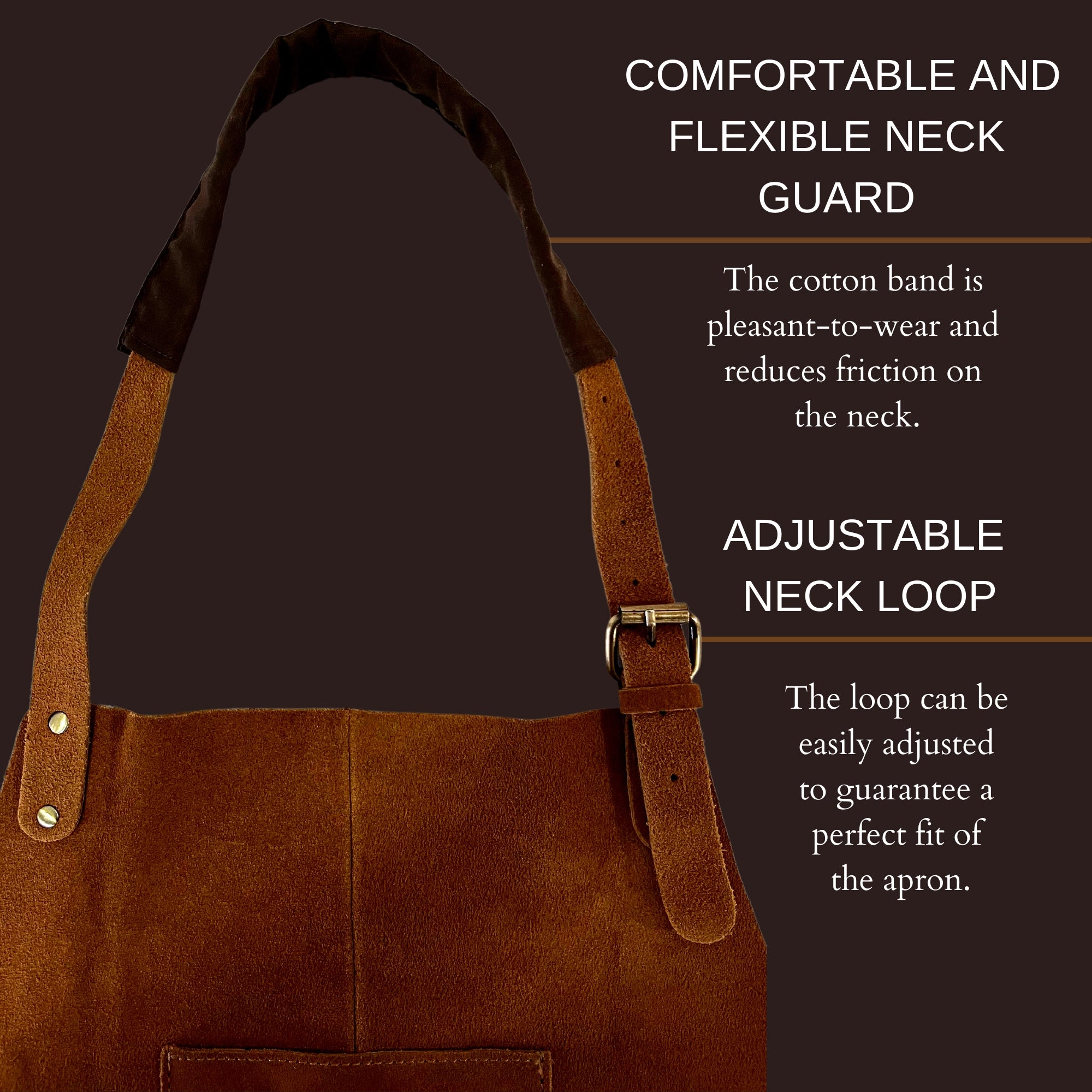 Premium Kuche Natural Leather Grill Apron for Men & Women - Heavy Duty BBQ Cooking Apron with Adjustable Straps - Perfect for Grilling, Smoking, and Outdoor Cooking