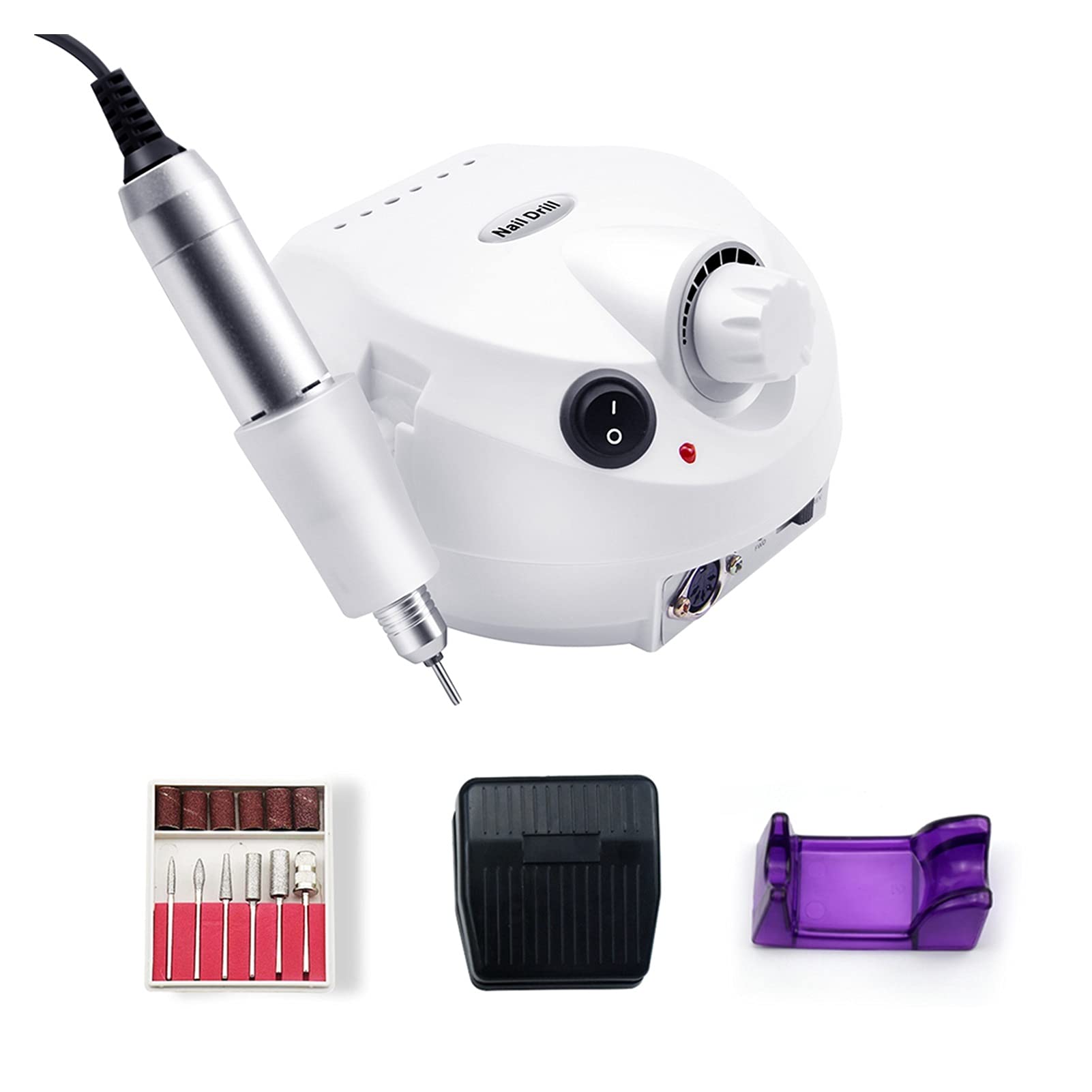 Professional 25000RPM Electric Nail Drill Machine Set - Manicure & Pedicure Kit with Nail Cutter & Grinding Tools (White) | Salon Quality Nail Care for Home & Professional Use