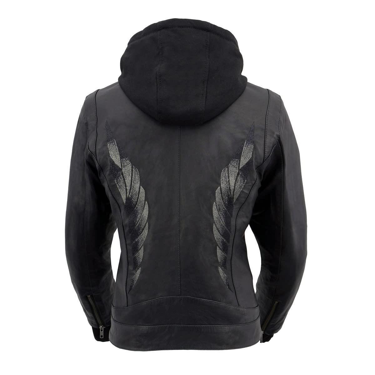 Milwaukee Leather MLL2545 Women's Lightweight Black Leather Jacket with Removable Hood - Stylish Outerwear for Motorcycle Riding, Casual Wear & Outdoor Adventures