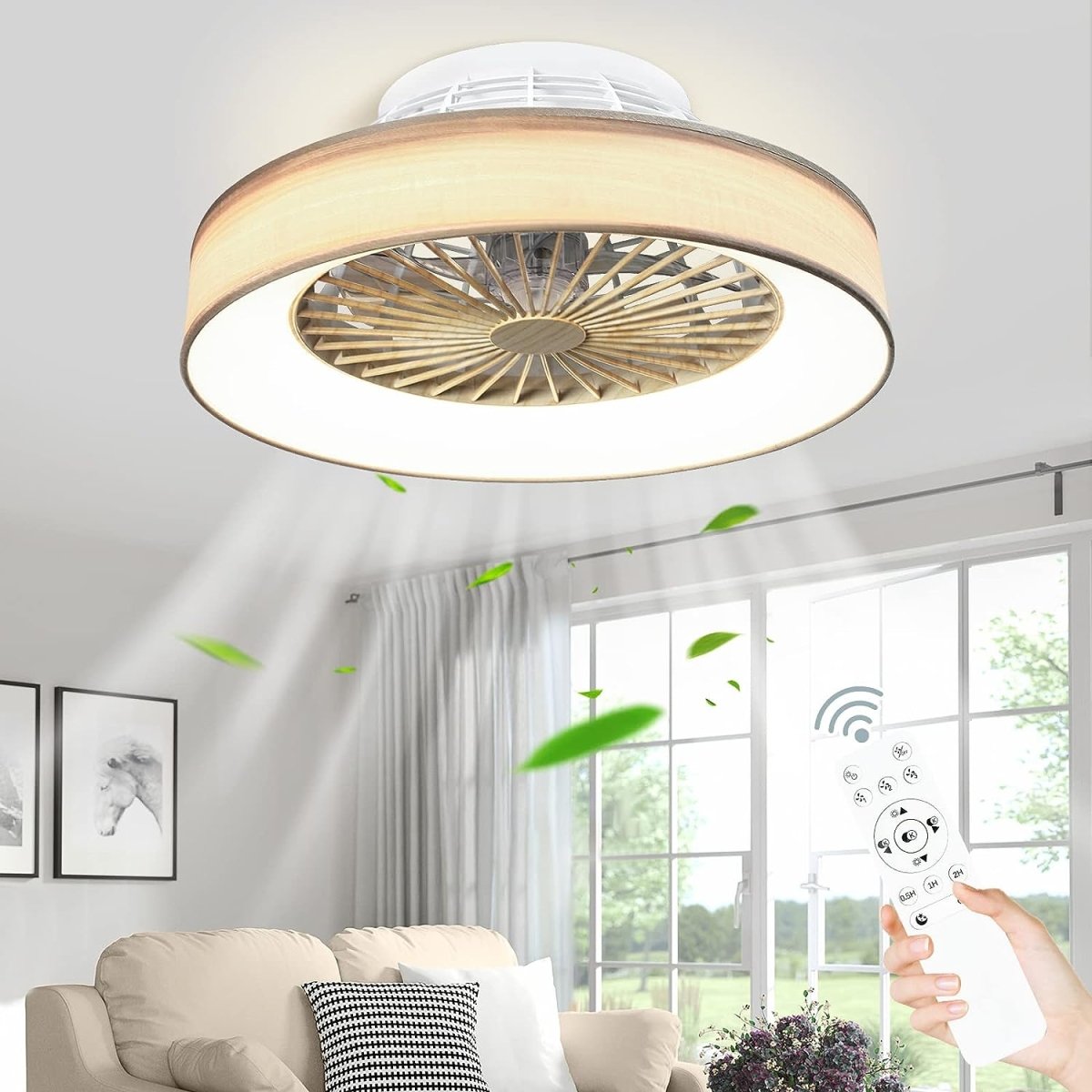 DLLT 18/22 Inch Flush Mount Ceiling Fan Remote Control Replacement - Infrared Starry Sky Fan Remote for Bedroom, Living Room & Nursery