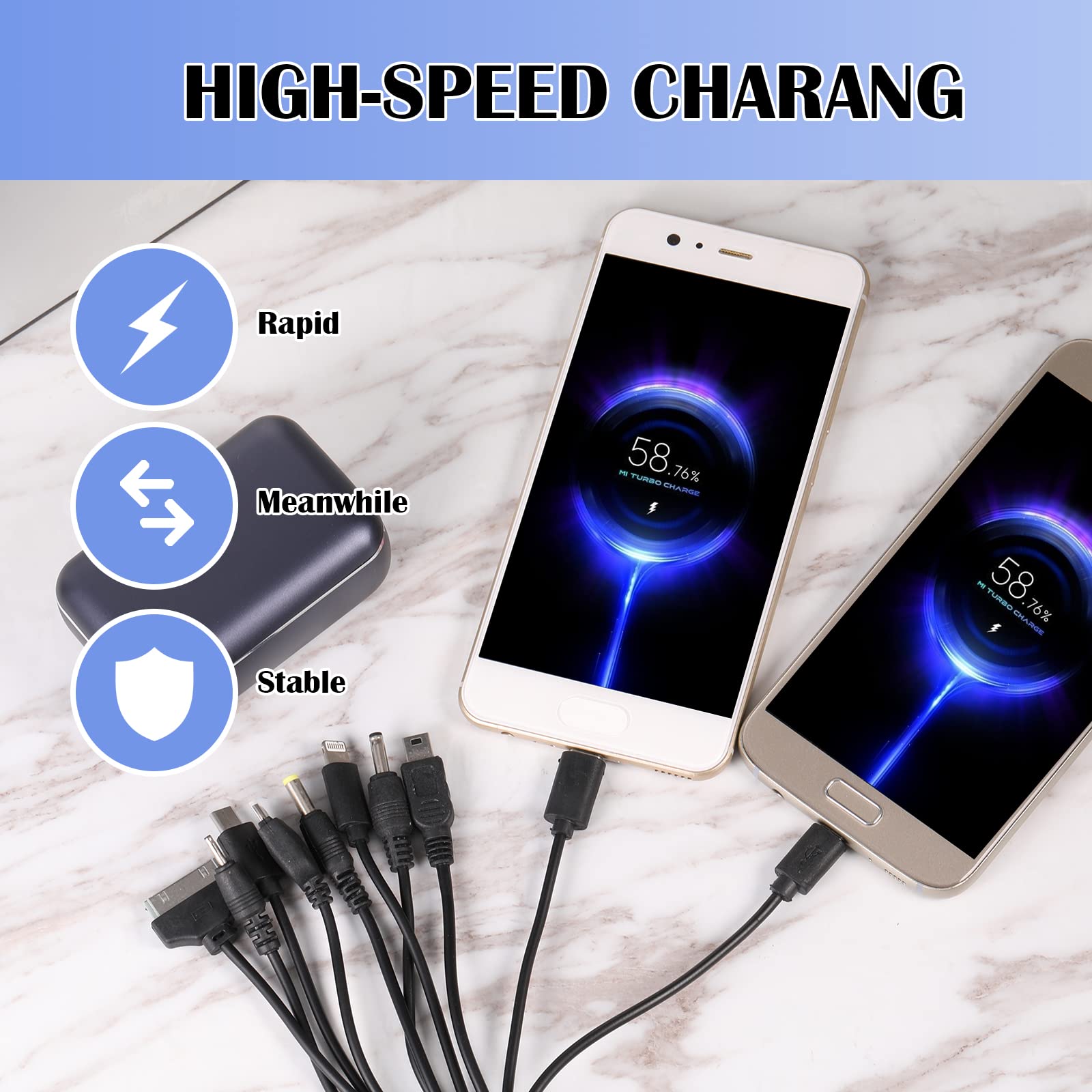 10-in-1 Universal USB Charging Cable - Multi-Port Fast Charger for iPhone, Android, PSP, Camera & More | Sync & Charge Multiple Devices | Perfect for Travel, Office & Home Use