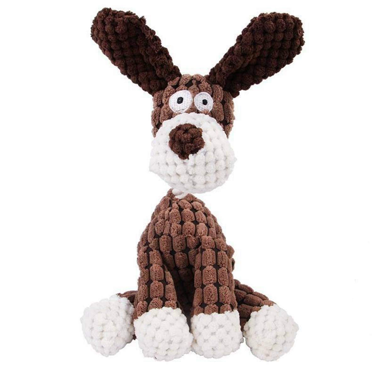 SUGN Durable Pet Squeaky Toys for Dogs - Interactive Plush Rope Knot Chew Toys for Puppies - Safe Chewing & Play - Perfect for Indoor/Outdoor Playtime & Training (Brown)