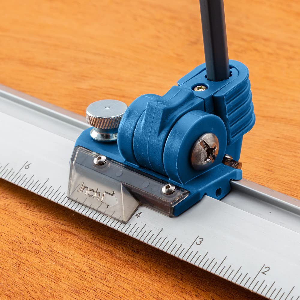 Rockler 9” Quick Draw Marking Gauge - Spring-Loaded Single-Hand Measuring Tool with Aluminum Ruler for Woodworking, Dovetail Keyway & Mortise Marking - Perfect for Carpentry, DIY Projects & Furniture Making