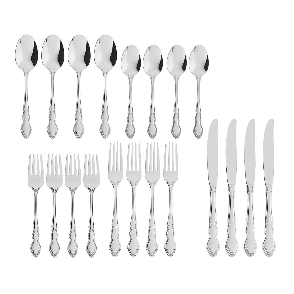 Premium Dover 20-Piece Stainless Steel Flatware Set - Elegant Silverware for 4-Person Dining - Perfect for Dinner Parties, Weddings & Everyday Use
