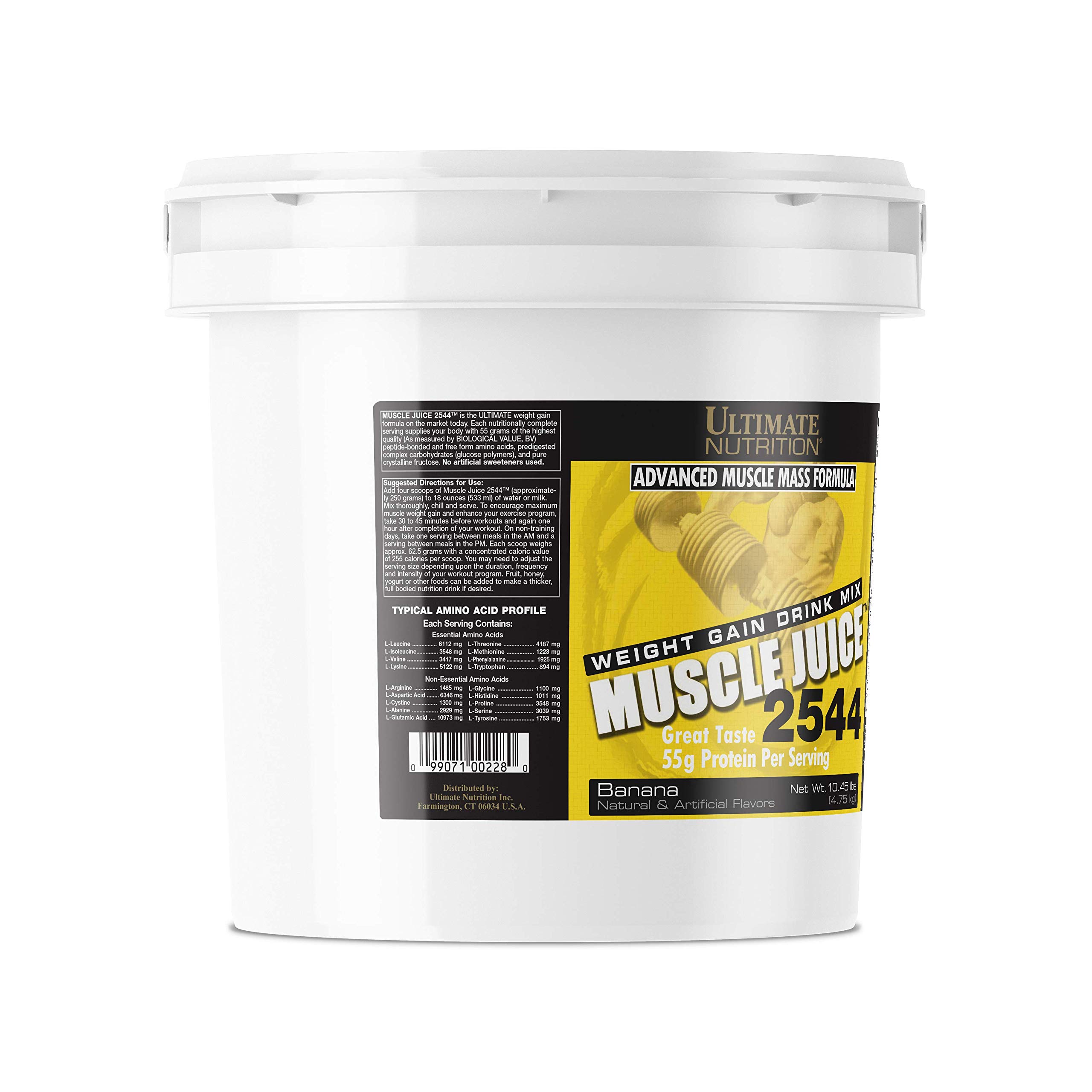 Ultimate Nutrition Muscle Juice 2544 - High Protein Weight Gainer Powder for Lean Muscle Mass (10.45 lbs, Banana Flavor) | Whey Protein Concentrate, Isolate, Casein & Egg White Blend | Perfect for Post-Workout Recovery & Bodybuilding Nutrition