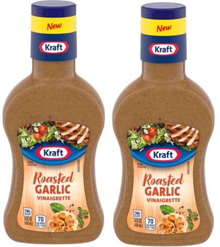 Organic Roasted Garlic Vinaigrette Salad Dressing - Pack of 2 (14 oz Each) | Gluten-Free, Vegan-Friendly | Perfect for Salads, Marinades & Dipping Sauces