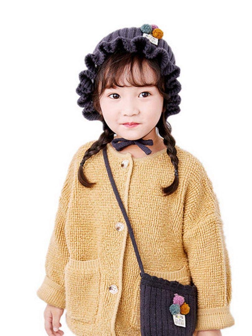 Girls' Earflap Bonnet Cap - Warm Ruffle Knit Beanie Hat for Toddlers & Kids - Perfect for Winter, Snow Play & Outdoor Adventures