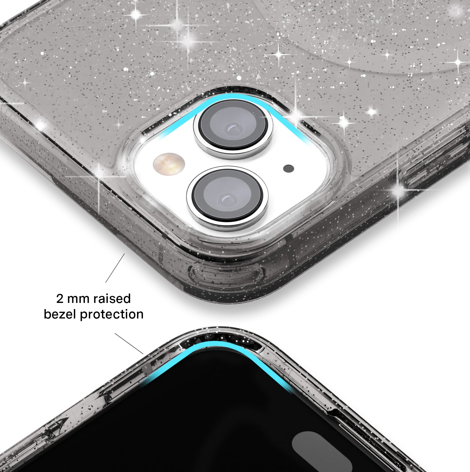 Sparkly Grey Stardust Glitter iPhone Case - Protective Slim Fit Cover for iPhone 13/14/15 Pro Max - Stylish Glittery Phone Case for Women Girls (Perfect for Parties, Night Out & Everyday Use)