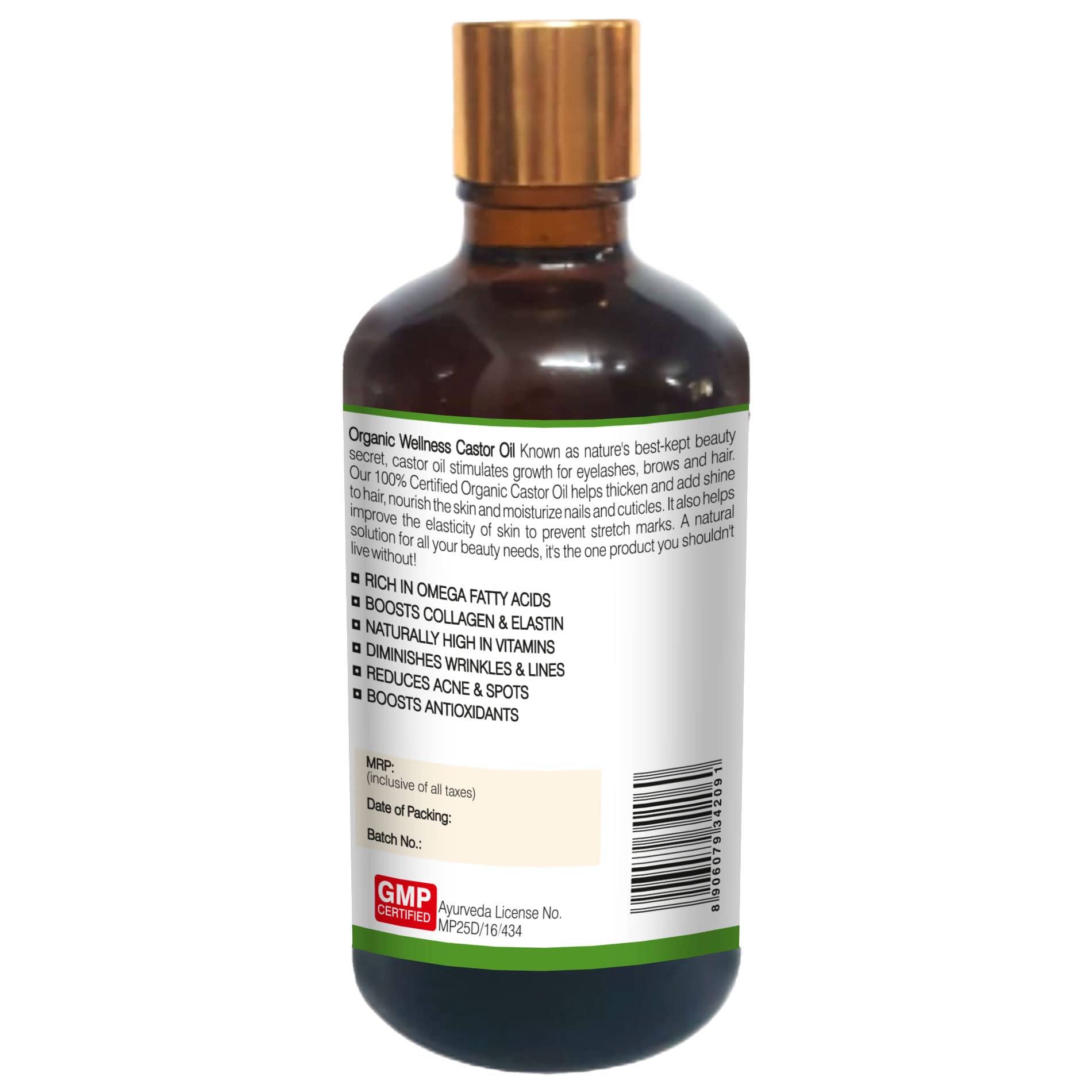 Organic Cold-Pressed Castor Oil 100ml - Pure & Natural for Hair Growth, Skin Care, Eyelash & Eyebrow Enhancement | Promotes Healthy Skin & Strong Hair | Perfect for DIY Beauty, Massage & Natural Remedies