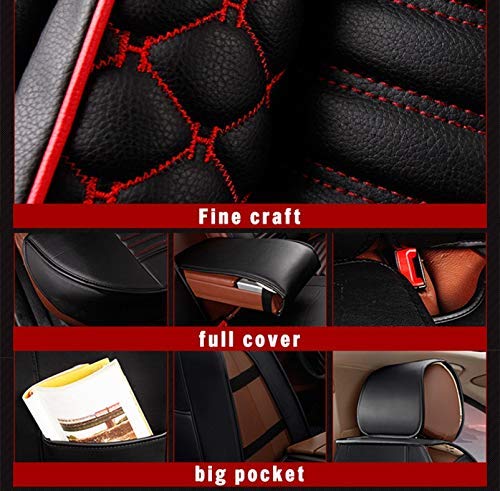 Surekit PU Leather Car Seat Cover for Jaguar E-PACE F-PACE I-PACE XE XF XJ XK Series - Premium 5-Seat Cushion Protector Set with Needlework Design (Cream) - Perfect for Luxury Car Interior Protection & Comfort Enhancement