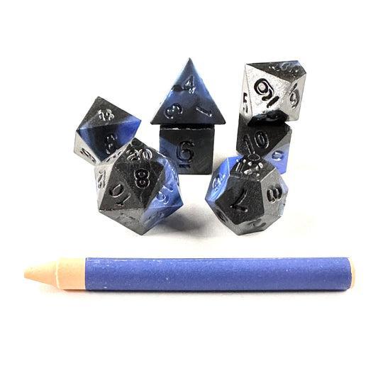 Premium Dice & Crayon Set - Black & Blue Colors for Board Games, Art Projects & Creative Play - Perfect for Tabletop RPGs, Kids Crafts & School Activities