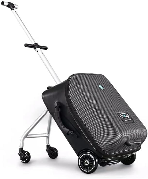 **Kids Ride-On Suitcase with Stroller - 2-in-1 Travel Luggage for Children, Black | Fun & Practical Carry-On for Airplane, School, and Family Trips**