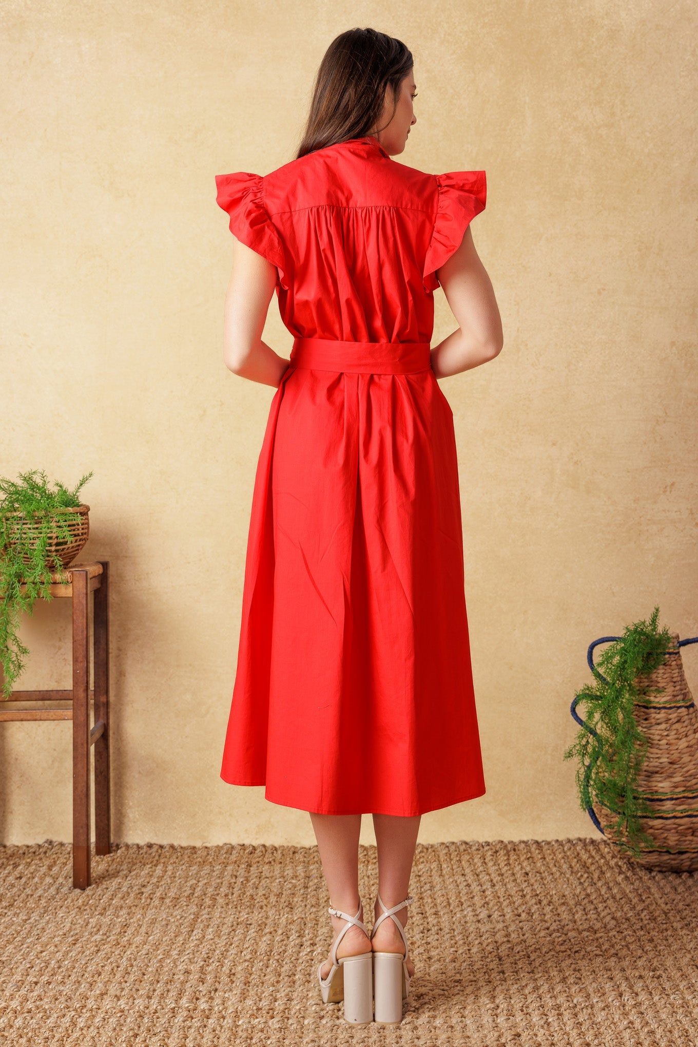 Glimpse in Time Pintuck Midi Dress - Elegant Flowy Women's Dress for Casual Outings, Office Wear & Special Occasions