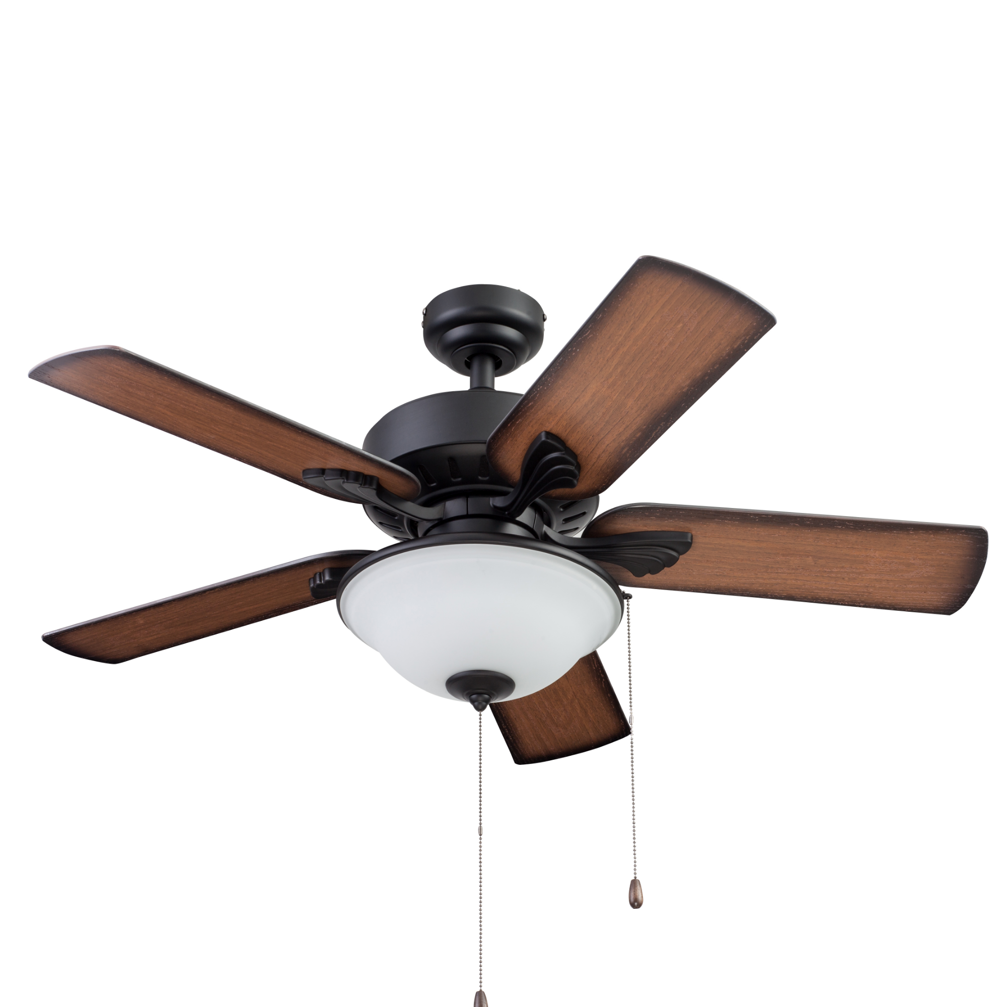42 Inch Matte Black Viretta Ceiling Fan with Pull Chain - Indoor/Outdoor Use for Living Room, Bedroom, Patio & Covered Porch