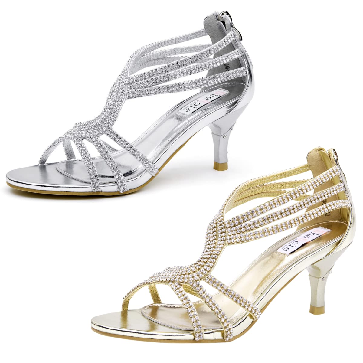 2 Pairs Women's Low Heel Wedding Sandals - Comfortable Dress Shoes for Bride, Party & Dance - US Size 6 - Perfect for Wedding Ceremony, Reception & Special Occasions
