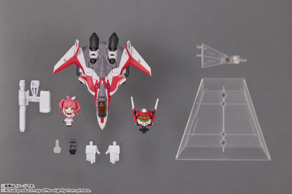 Bandai Tiny Session Macross Frontier VF-31C Siegfried (Mirage Use Version) & Makina Nakajima Action Figure Set - Collectible Anime Model Kit for Display & Gifts