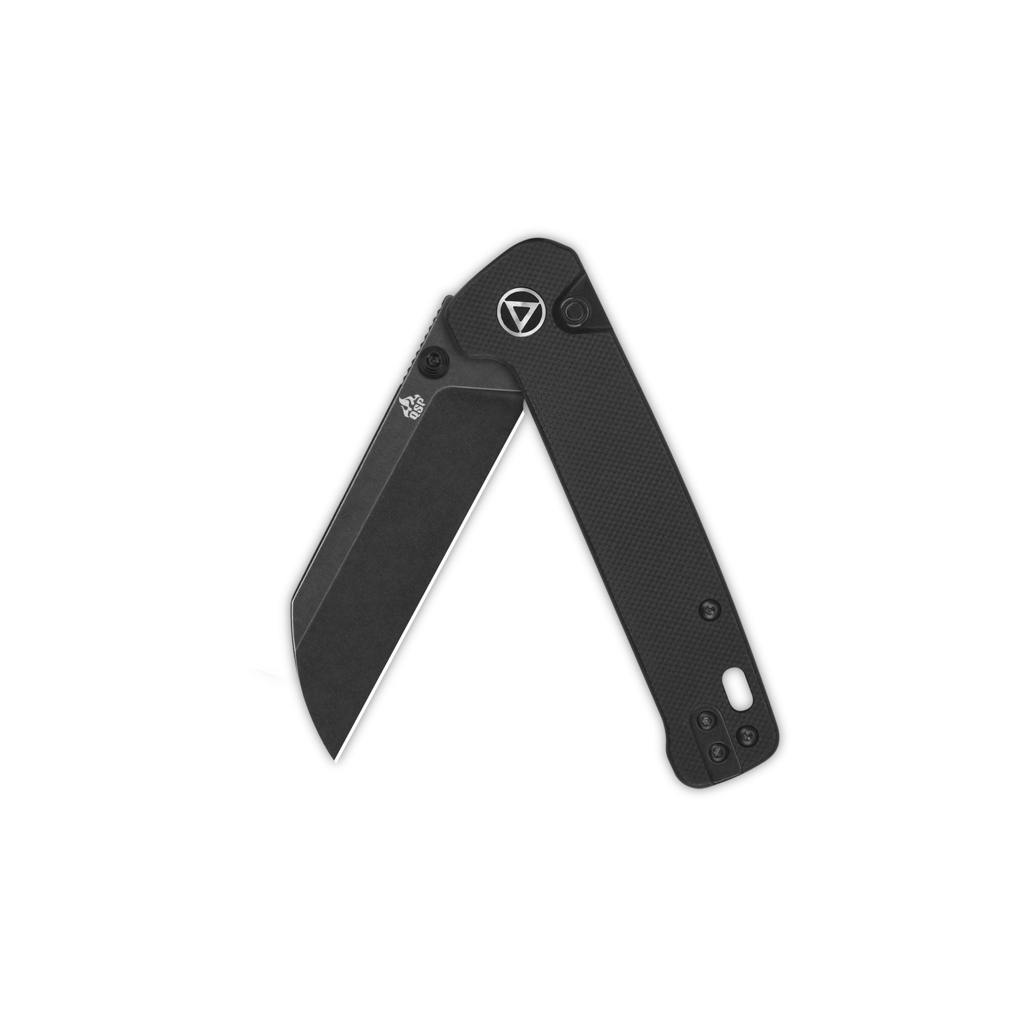 QSP Penguin Button Lock Pocket Knife - 14C28N Stainless Steel Blade, Black G10 Handle - EDC Folding Knife for Camping, Hiking & Everyday Carry