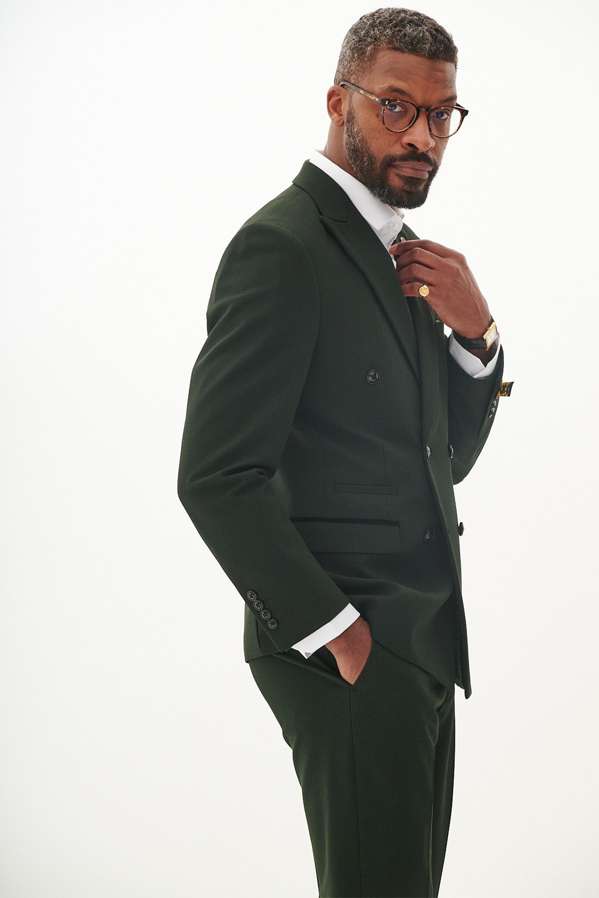 BROMLEY Olive Green Double Breasted Suit for Men - Premium Wool Business Suit | Formal Office Wear & Wedding Attire | As Worn By Darnell Furlong | Perfect for Business Meetings, Interviews & Special Occasions