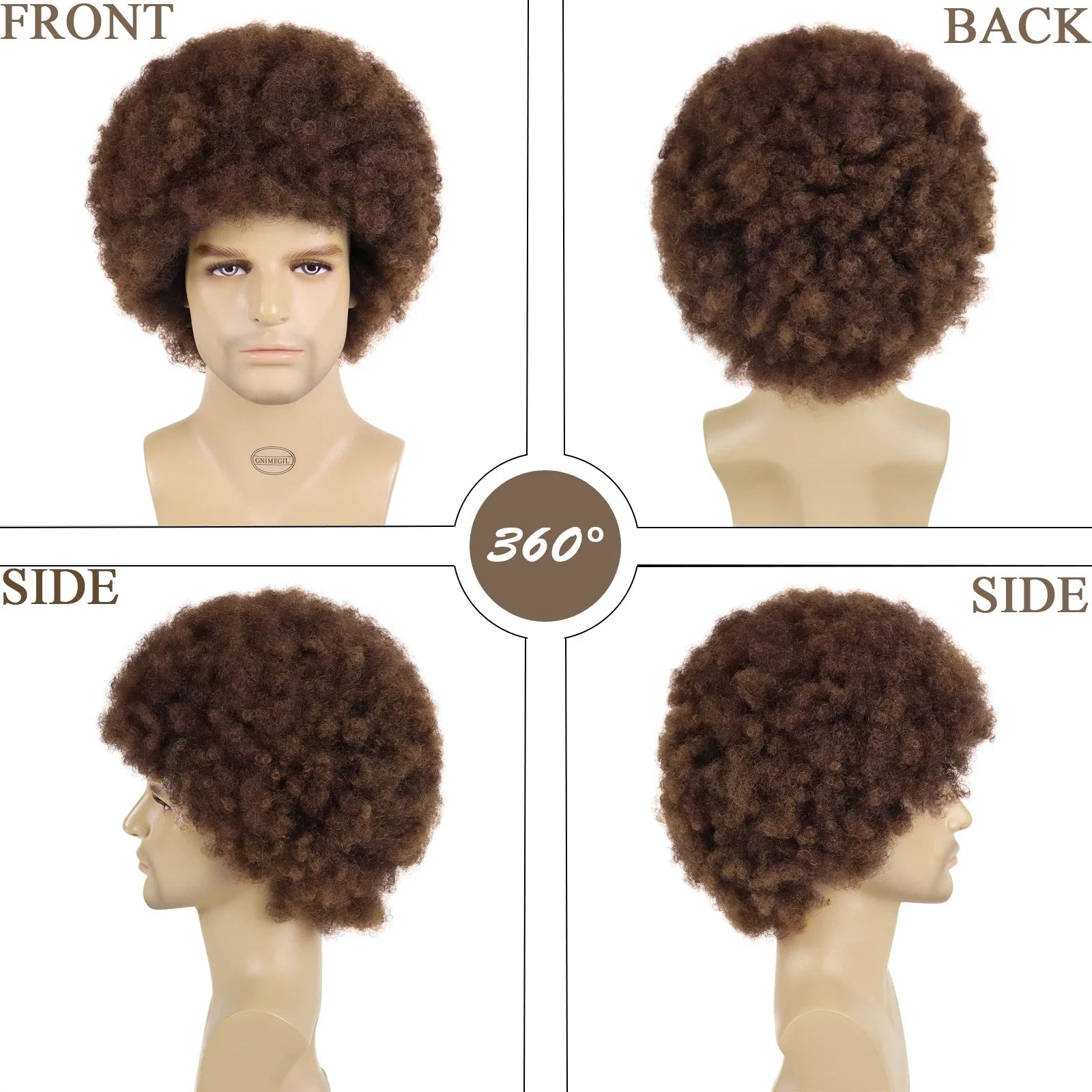 Men's Afro Wigs - Synthetic Curly Hair Wig with Big Volume for Halloween Costume, Cosplay, Bob Bombshell Hairstyle | Perfect for Parties, Themed Events & Costume Performances