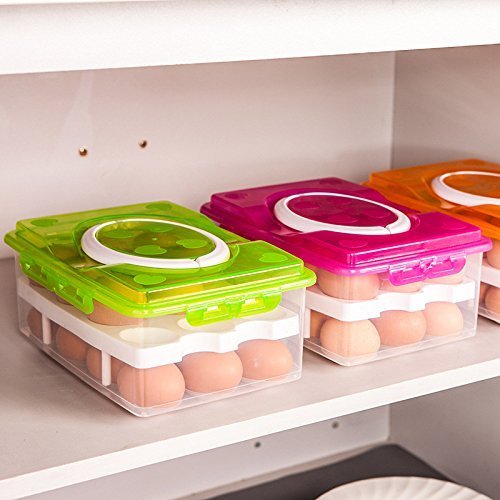 PURAM 32 Grid Plastic Egg Storage Container - Refrigerator Organizer for Eggs, Vegetables & Food - Perfect for Kitchen Organization & Fridge Storage