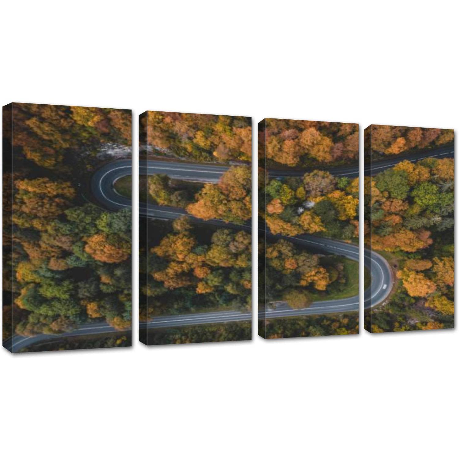 LGCZNWDFHTZ 4 Panel Framed Canvas Wall Art - Autumn Foliage Landscape Painting, Large Size Home Decor for Living Room, Bedroom & Office - Perfect for Fall Season Home Styling and Nature-Inspired Interior Design