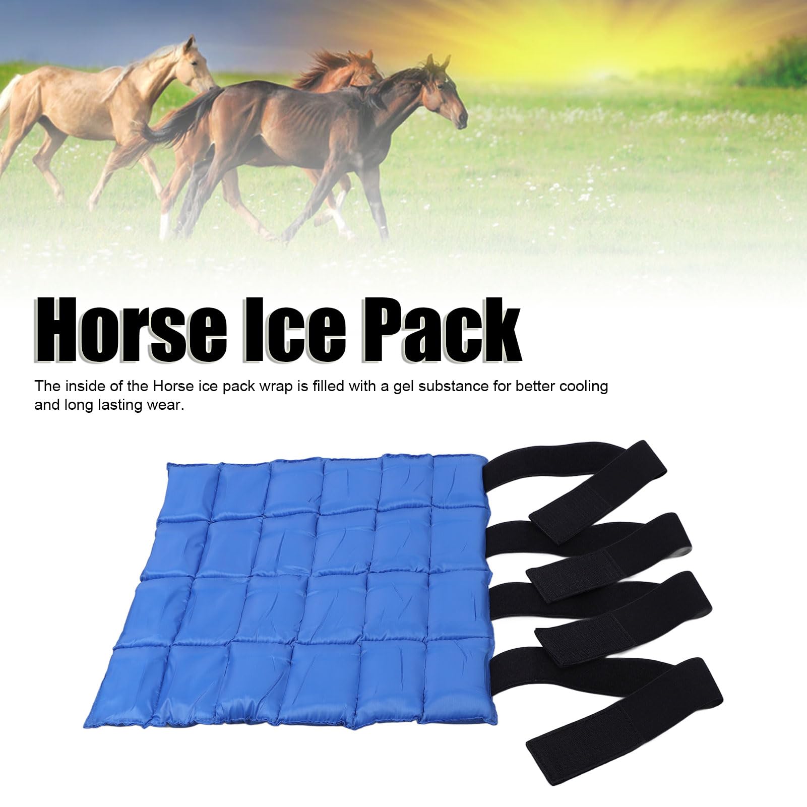 Professional Reusable Horse Ice Boot - Cooling Wrap for Leg, Knee, Hock & Hooves - Flexible Straps Cold Therapy for Horses - Perfect for Post-Training Recovery & Injury Treatment
