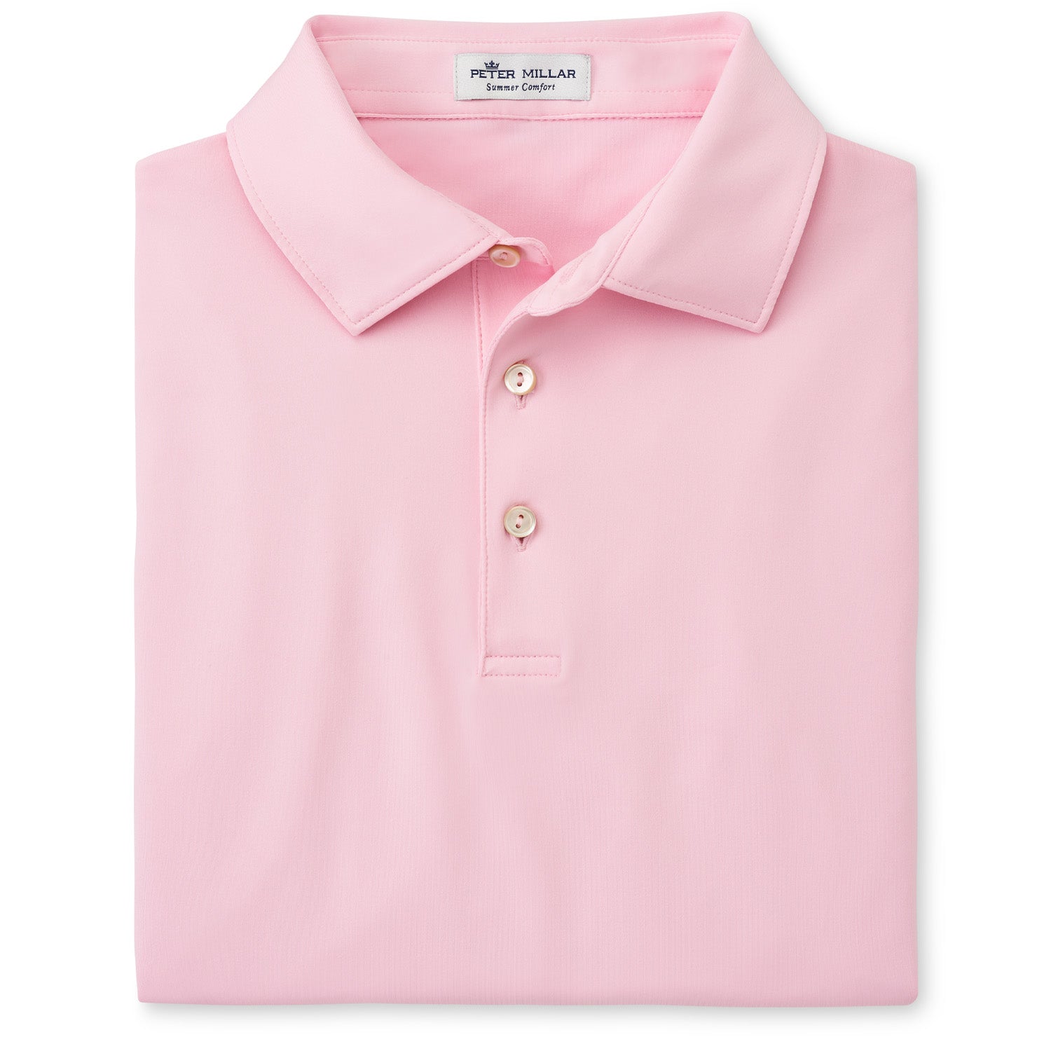 Peter Millar Solid Stretch Jersey Sean Self Collar Polo Shirt for Men - Comfortable Casual Golf & Business Wear in Palmer Pink