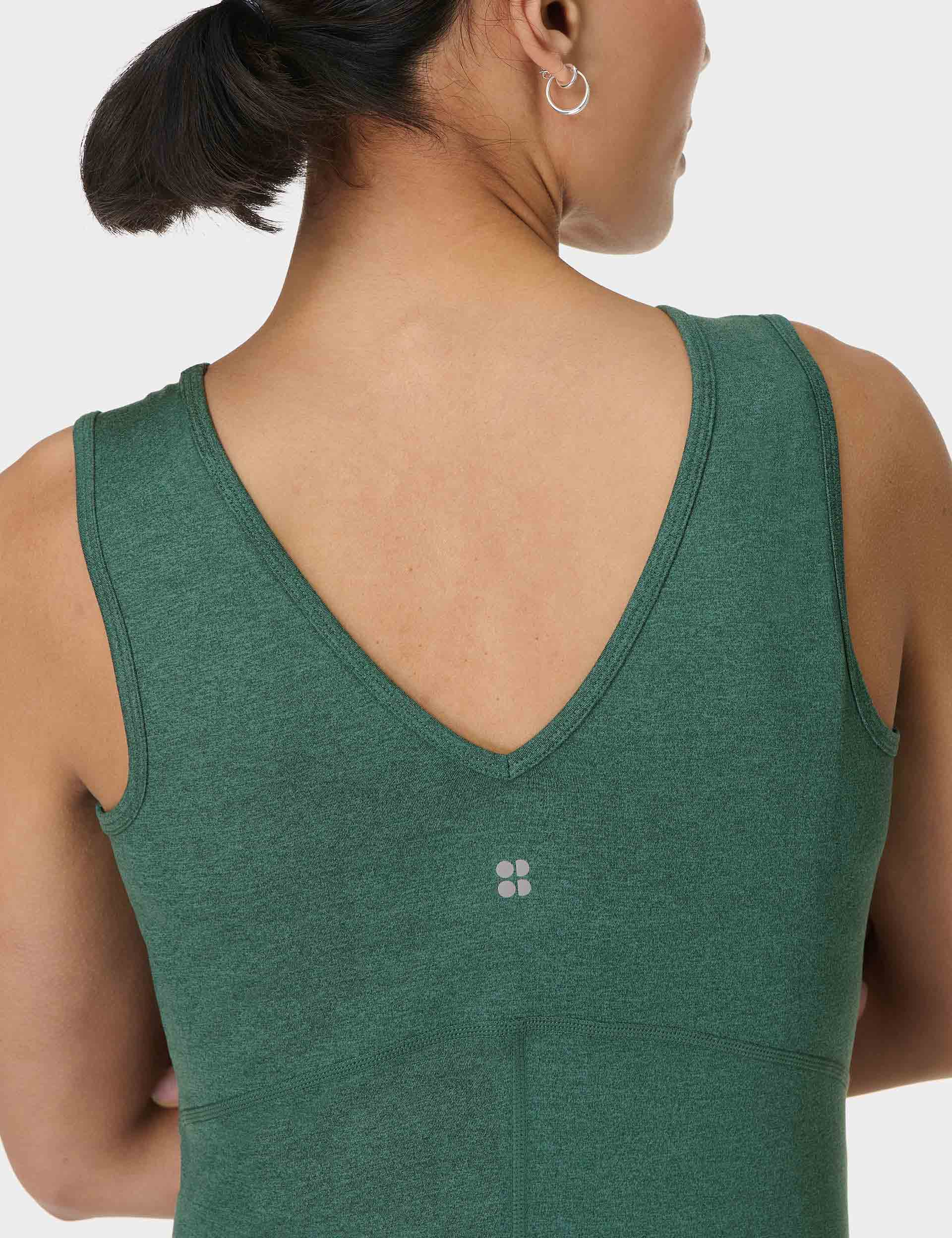 Gaia V Neck Tank Top for Women - Soft Breathable Glade Green Marl Casual Shirt - Perfect for Yoga, Gym, and Everyday Wear