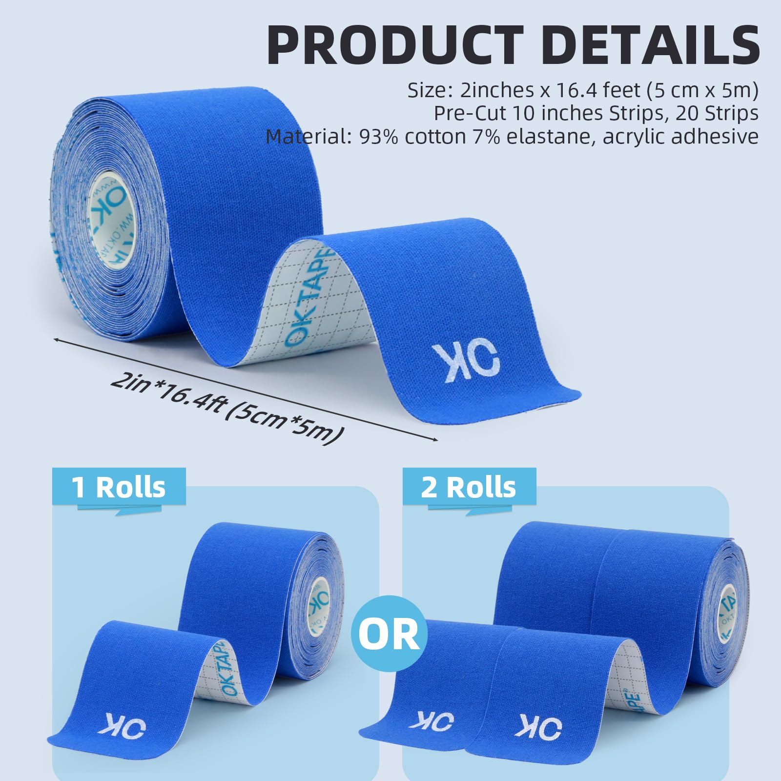 OK TAPE Kinesiology Tape 10 Inches Precut - 20 Strips Cotton Elastic Athletic Tape for Pain Relief & Muscle Support, Latex-Free (2in x 16ft, Beige) - Ideal for Sports, Recovery & Physical Therapy