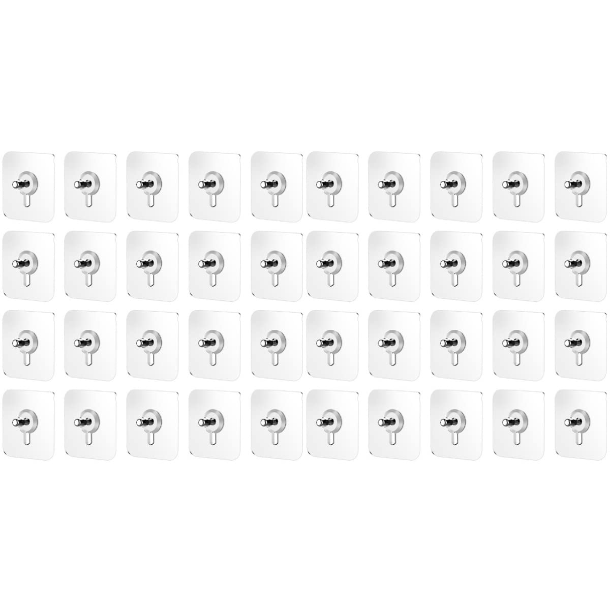 Baluue 40-Pack Transparent Adhesive Wall Hooks - No Screw, No Trace Picture Hanging Hooks for Kitchen, Bathroom & Home Organization - Strong Sticker Hangers for Photos, Decor, Towels & Utensils