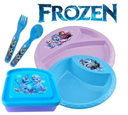 Frozen Meal Bundle Set (4-Piece) - Microwave-Safe Bowl, Plate, Utensil Set & Sandwich Lunch Container in Purple & Aqua | Perfect for Meal Prep, Office Lunch, School Meals & On-the-Go Dining