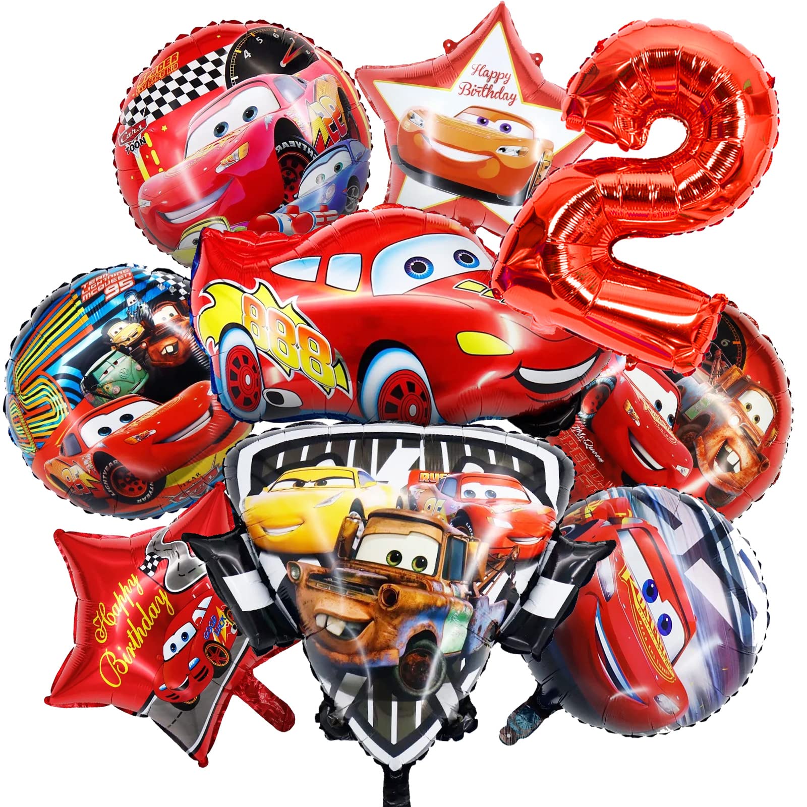Lightning McQueen Balloons for Kids Birthday Party Decorations - Cars Themed Baby Shower Supplies (2 Pack) - Perfect for Disney Pixar Movie Themed Parties, Birthday Decor, and Baby Showers