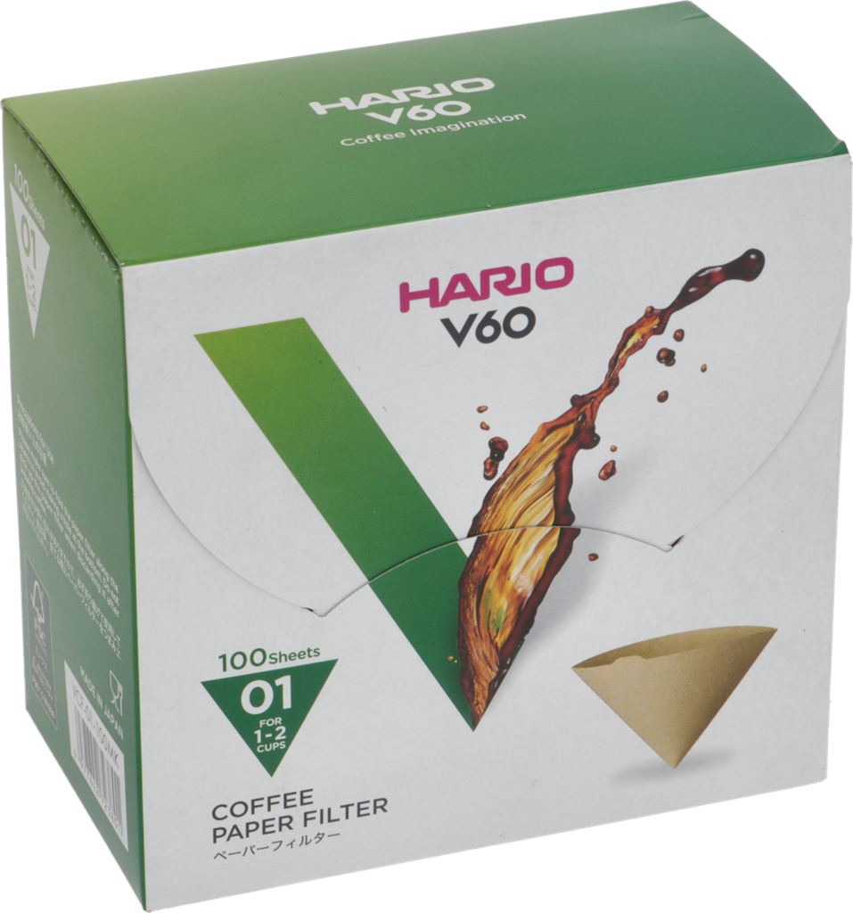 Hario V60 01 Paper Coffee Filters - 100 Count Natural Unbleached for Pour Over Drip Brewing - Perfect for Home Baristas & Specialty Coffee Lovers