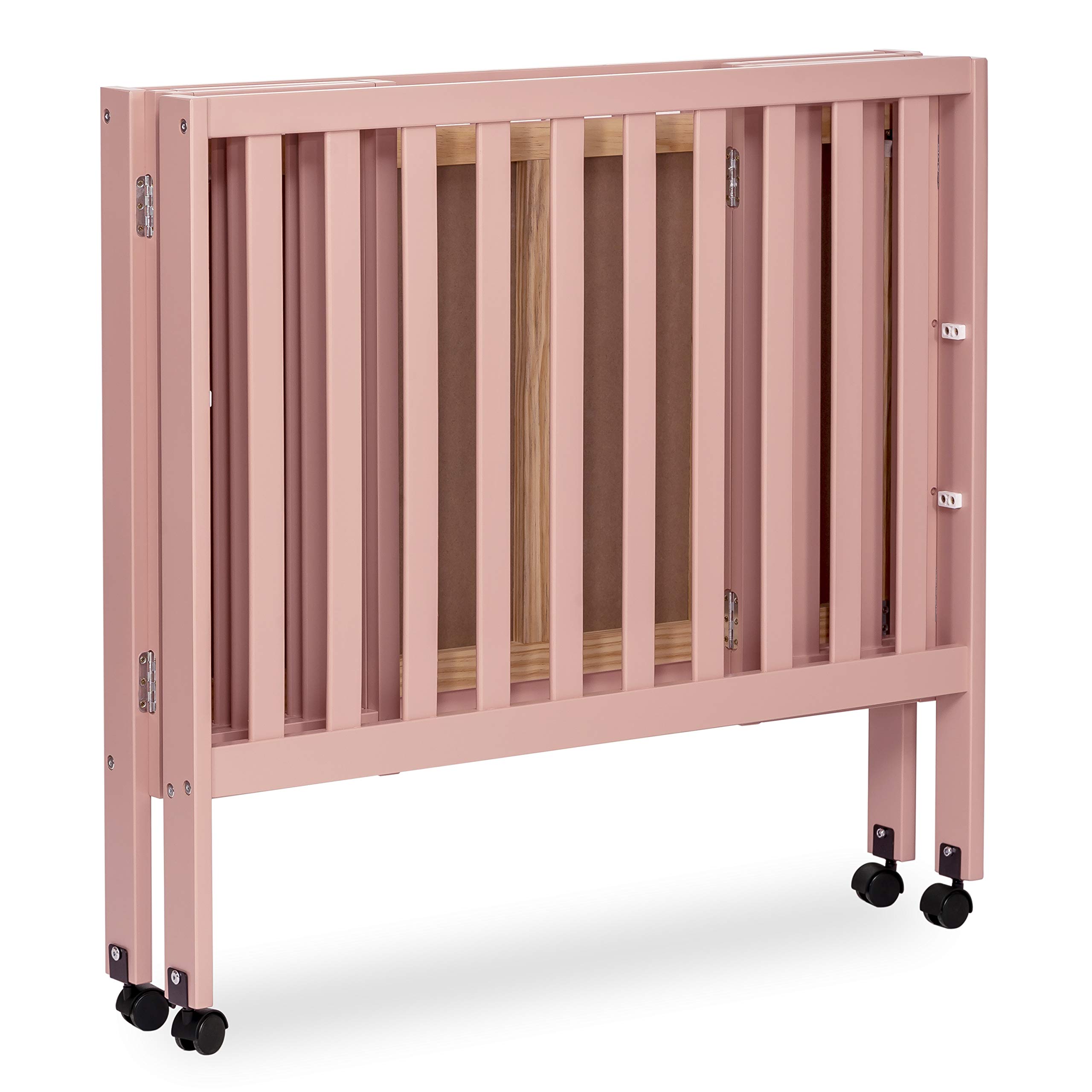 Dream On Me Jett Non-Full Size Folding Convertible Crib - Lightweight Portable Baby Crib with 3 Adjustable Mattress Heights | Easy Fold Travel Crib for Nursery & On-The-Go | Includes 1.5