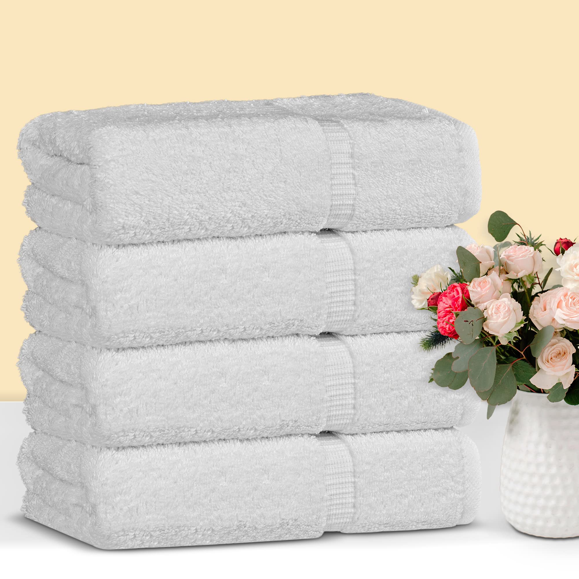 Premium 100% Cotton Turkish Bath Towels Set of 4 - Soft & Absorbent 27