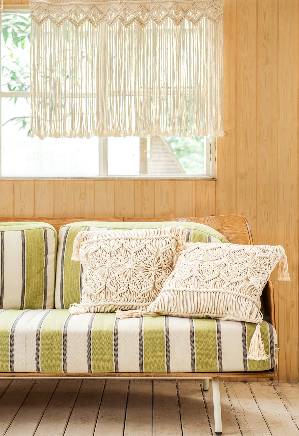 Handwoven Macrame Wall Hanging Curtain Set of 2 - Boho Room Divider, Wedding Backdrop, Closet Door Decor for Bedroom, Nursery & Bohemian Home Decor