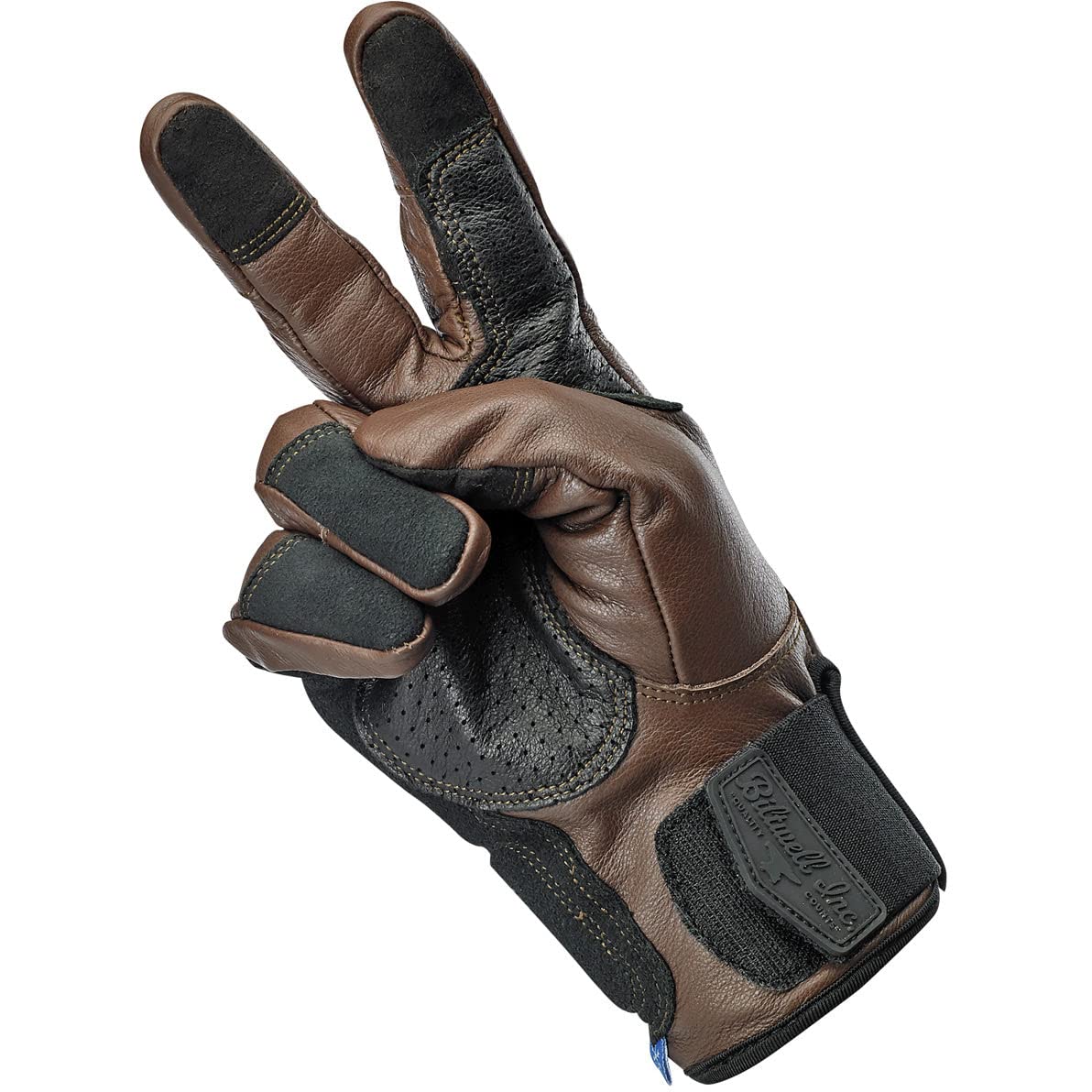 Biltwell Belden CE Certified Motorcycle Gloves - Abrasion Resistant, Shock Isolation, Open Cuff Design in Chocolate Black - Perfect for Cruiser & Street Bike Riders