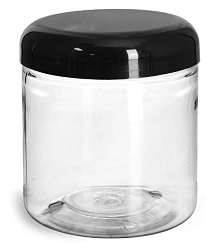 8 oz Clear PET Jars with Black Dome Caps for Food Storage