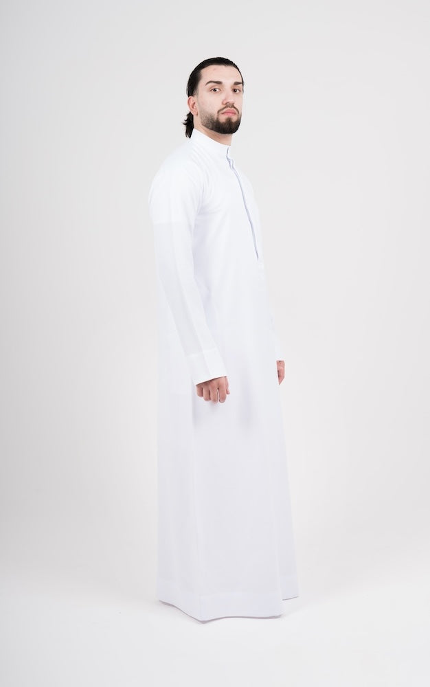 Premium White Kuwaiti Thobe for Men - Traditional Arabic Long Dress for Special Occasions & Cultural Events